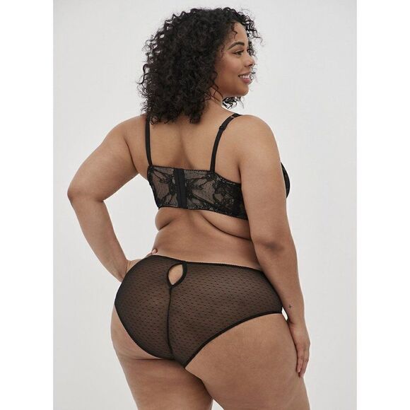 TORRID HIPSTER PANTY LACE KEYHOLE BACK BLACK DOT WOMEN PLUS SIZE 3X - Picture 2 of 4